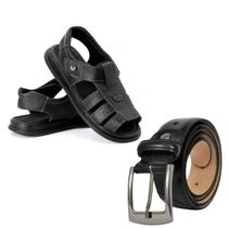 Kit Sandália Chinelo Masculino De Couro + Cinto Ideal Para Passeios Trabalho E Finais De Semana Kit Sandália Chinelo Masculino De Couro + Cinto Ideal Para Passeios Trabalho E Finais De Semana