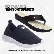 Kit Sandalia Feminina Ortopedica Massageador + Tênis Calce Fácil Casual Confortável