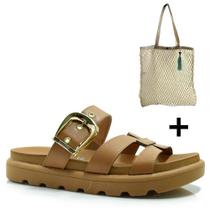 Kit Sandália Flat Papete Vizzano com Bolsa Miss Bela Bege Papete