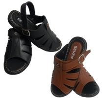 Kit Sandália Franciscana Masculina EC Couro e Couro Anti-stress