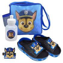 Kit Sandália Infantil Com Mochila Quadrada E Garrafinha Patrulha Canina - Nexa