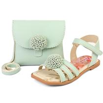 Kit Sandália Infantil Feminina Rasteira Menina Com Bolsa Verde/Brilho Mzkid Kit Sandália Infantil Feminina Rasteira Menina Com Bolsa Verde/Brilho Mzkid