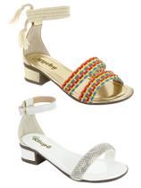 Kit Sandália Infantil Menina Salto Baixo Grosso Brilho Strass Klicpé + Sandalia Feminina Salto Infantil Tira Klicpé