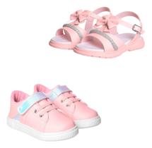 Kit Sandalia Infantil Menina Strass Tenis Anatomico Leve