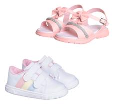 Kit Sandalia Infantil Menina Strass Tenis Casual Feminino