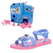 Kit sandália infantil stitch + pet shop disney grendene kids 23321