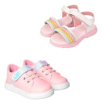 Kit Sandalia Infantil Trança Feminina Tenis Antiderrapante