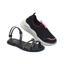 Kit Sandália Mais Tênis Infantil Feminino Casual para o Dia a Dia Calce Facíl Barato Kit Sandália Mais Tênis Infantil Feminino Casual para o Dia a Dia Calce Facíl Barato