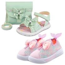 Kit Sandália Menina Com Bolsa Borboleta E Tênis Infantil Sereia Gatatuya Kit Sandália Menina Com Bolsa Borboleta E Tênis Infantil Sereia Gatatuya