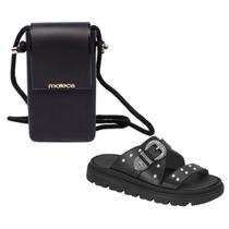Kit Sandália Moleca Papete Conforto + Bolsa Tiracolo Preto Kit Sandália Moleca Papete Conforto + Bolsa Tiracolo Preto