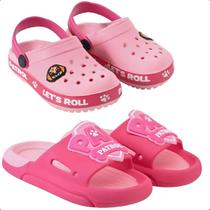 Kit Sandália Papete E Chinelo Slide Bicolor 2 Pares Patrulha Kids Lançamento
