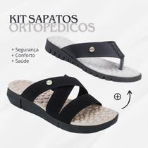 Kit Sandália Rasteirinha Feminina Massageadora + Sandália Tamanco Ortopédica Confortável Macia