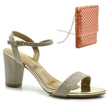 Kit Sandália Salto Festa Dourada Vizzano e Bolsa Ouro Rose Festa Kit Sandália Salto Festa Dourada Vizzano e Bolsa Ouro Rose Festa