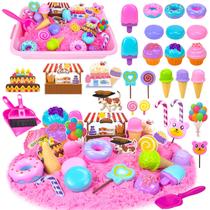 Kit Sandbox Toy Bloolilies Play Sand com 1 kg de areia mágica rosa