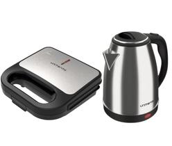 Kit Sanduicheira Inox + Chaleira 1,8l Elétrica Unitermi
