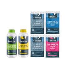 Kit Saniclor Piscina 2kg Cloro Algicida Clarificante pH Kit Saniclor Piscina 2kg Cloro Algicida Clarificante pH