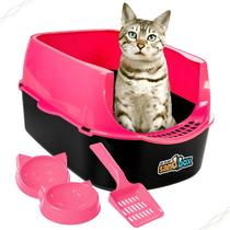 Kit Sanitario Caixa De Areia P/ Gatos Sandbox Furba Jelplast Rosa