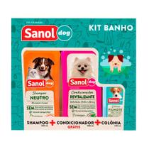 Kit Sanol Dog Shampoo Condicionador e Colônia para Cães Higiene e Perfume Completo