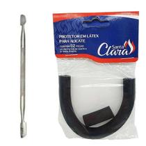Kit Santa Clara espátula Dupla Para Cutícula + Protetor em Silicone p/ Alicate