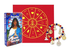 Kit Santa Sara Kali Baralho Toalha Vermelha Brilho Pulseira Kit Santa Sara Kali Baralho Toalha Vermelha Brilho Pulseira