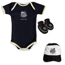 Kit Santos Bebê Body, Pantufa e Boné Torcida Baby