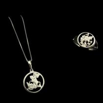 Kit - SÃO JORGE (Corrente e Dedeira) I Prata 925