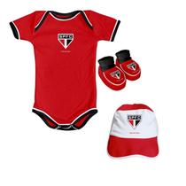 Kit São Paulo Bebê Body, Pantufa e Boné Torcida Baby