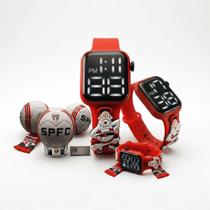 Kit São Paulo FC: Relógio Digital Infantil + Bola Tamanho 5 - SMACTUDO Kit São Paulo FC: Relógio Digital Infantil + Bola Tamanho 5 - SMACTUDO