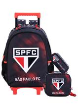 Kit São Paulo Time Mochila Rodas + Lancheira + Estojo Duplo