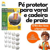 Kit Sapatas Protetor de Pé para 4 Cadeiras de Praia e Varal de Chão Cor Branco Sol Lar e Lazer