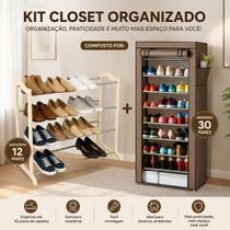 Kit Sapateira 12 Pares + Armário Sapateira 30 Pares Organizador Closet Completo Kit Sapateira 12 Pares + Armário Sapateira 30 Pares Organizador Closet Completo