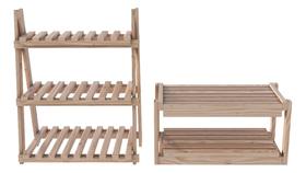 Kit Sapateira de Prateleiras Design Escada Portátil e Organizador Madeira Natural Chão Livreiro 55x95cm Aparador