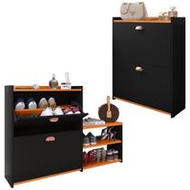 Kit Sapateira Milano Closet Prateleira Organizadora Calçados Banquinho Hall Entrada Gaveta Basculante Branco - Lojas RPM