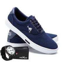 Kit Sapatênis Lona com Relógio e Carteira Masculino Casual