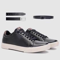 Kit Sapatênis Masculino Sunset Preto Com Cinto Sofisticação E Estilo Zapattero