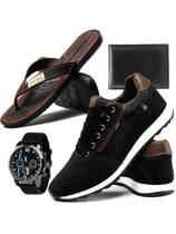 Kit Sapatênis Masculino Tênis Estiloso Moderno Promoção com Relógio + Chinelo e Carteira