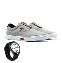 Kit Sapatênis Polo Joy + Relógio Analógico Masculino Casual Kit Sapatênis Polo Joy + Relógio Analógico Masculino Casual