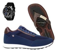 Kit Sapatenis Relógio Casual Chinelo Masculino Versatilidade
