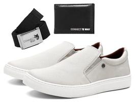 Kit sapatênis Slip On Connect Way + Cinto + Carteira Slin