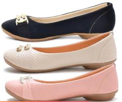 Kit Sapatilha Feminina 3 Pares Sandalia Rasteirinha Promoção