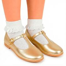 Kit Sapatilha Feminina Retrô Confortável e Meia Branca Rendinha
