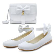 Kit Sapatilha Infantil Menina Boneca Mz Shoes Com Bolsa Laço Feminina Branca