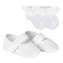 Kit Sapatilha Meia Baby Batizado BB Festa Casamento Enxoval