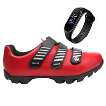 Kit Sapatilha Mtb Ciclismo Mountain Bike Pedal Clip Relógio