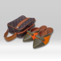 Kit Sapatilha Mule Army 35 Carnelian Laço E Bolsa Fashion Kit Sapatilha Mule Army 35 Carnelian Laço E Bolsa Fashion