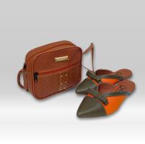 Kit Sapatilha Mule Army 36 Carnelian Laço E Bolsa Fashion Kit Sapatilha Mule Army 36 Carnelian Laço E Bolsa Fashion