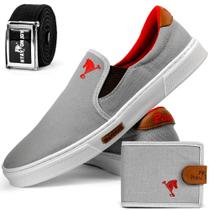 Kit Sapatilha Polo Joy + Cinto + Carteira - Cinza Claro