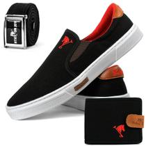 Kit Sapatilha Polo Joy + Cinto + Carteira - Preto e Vermelho Kit Sapatilha Polo Joy + Cinto + Carteira - Preto e Vermelho