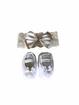 Kit Sapatinho Laço Faixa Cabelo Roupa Bebe Luxo 0-8 Meses