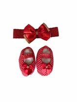 Kit Sapatinho Laço Faixa Cabelo Roupa Bebe Luxo 0-8 Meses